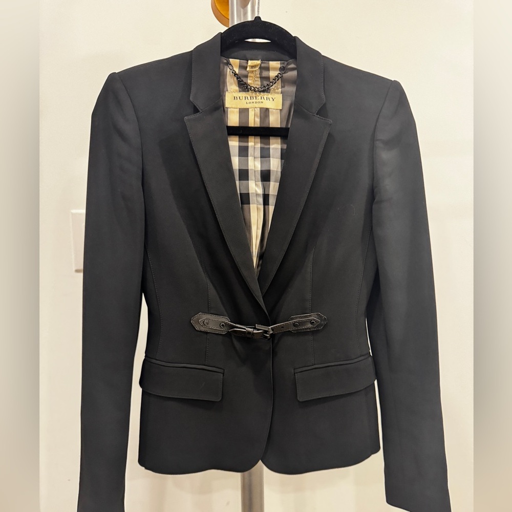 Burberry Women's Classic Black Blazer with signature pattern